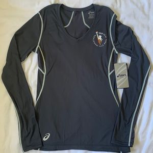 COPY - ASICS TCS New York City Marathon grey long sleeved V neck 50UPF anti odo…